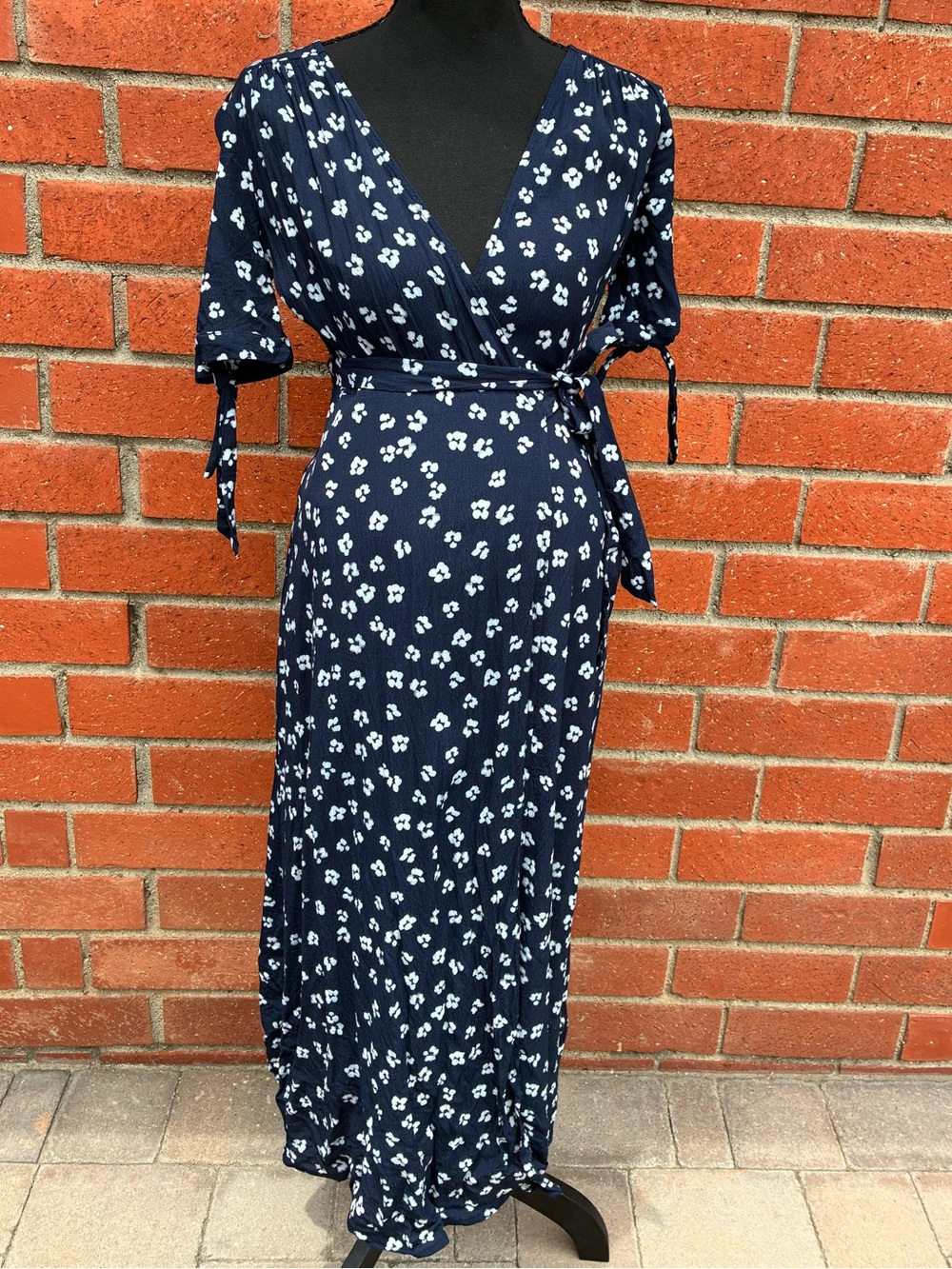 Seraphine Blue and White Floral Wrap Maternity Dress
